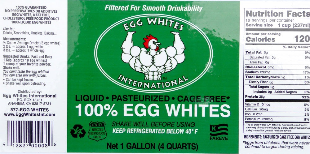 Liquid Egg Whites 100% CAGE FREE 1 Gallon