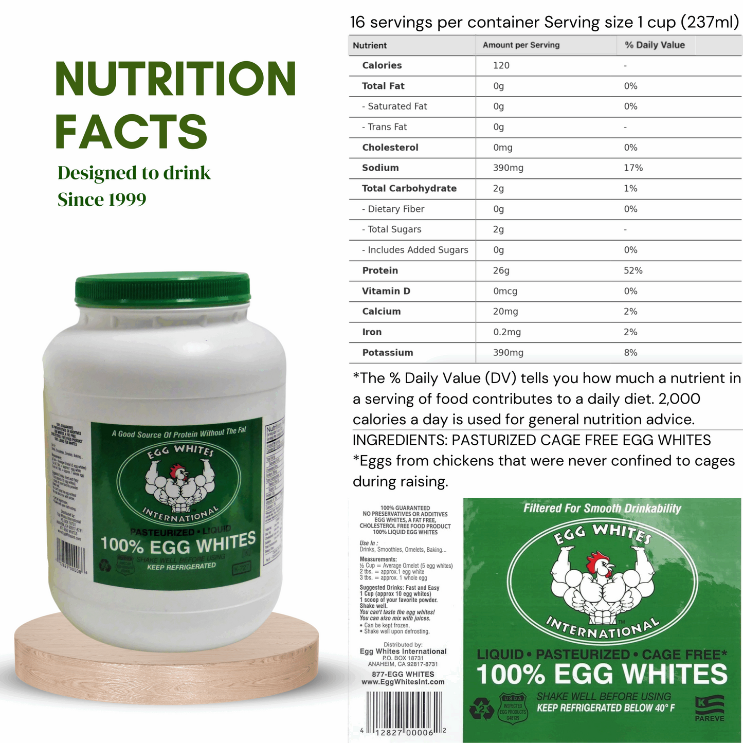 Liquid Egg Whites 100% CAGE FREE 1 Gallon
