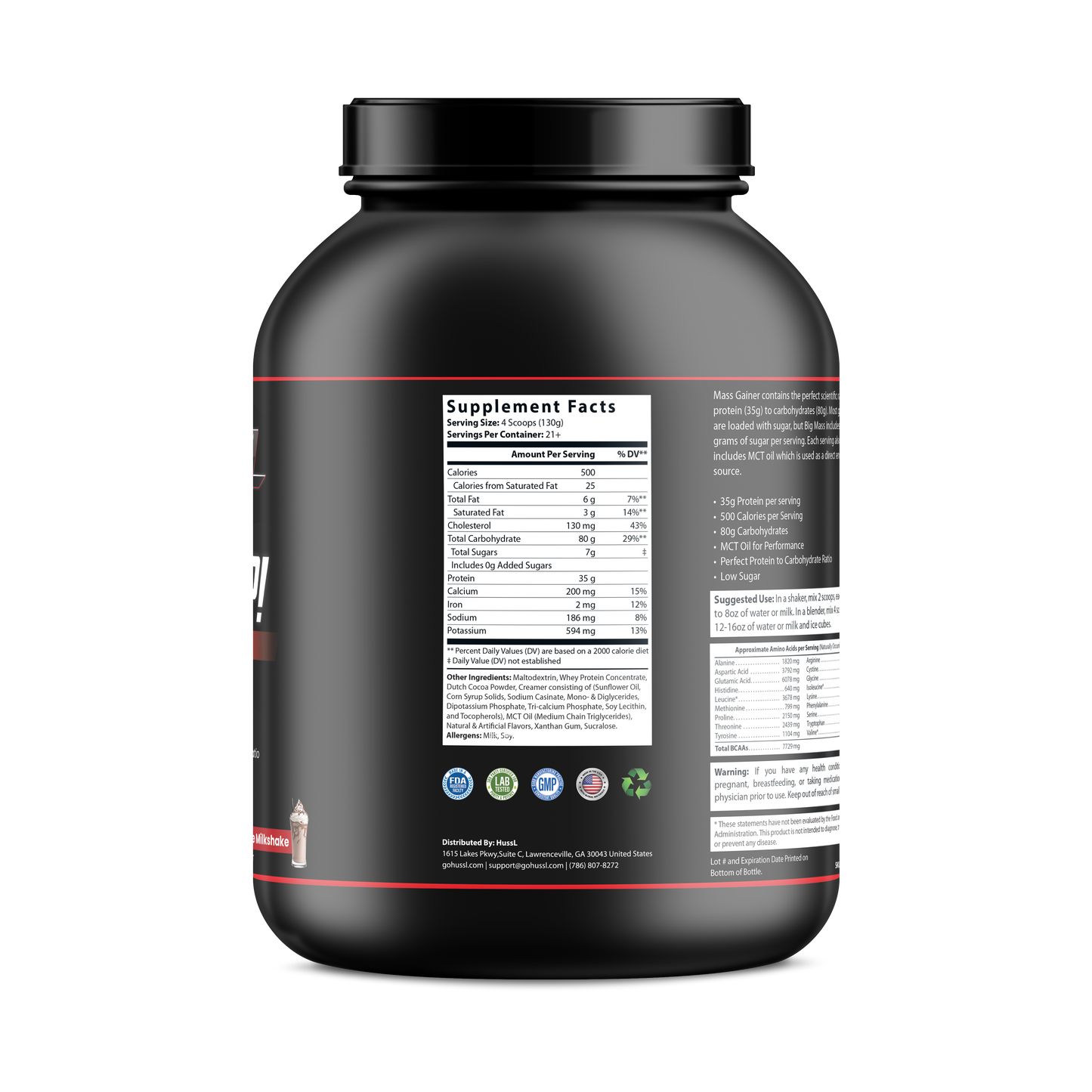 Whey Protein Bulk Up! Mass Gainer Chocolate Milkshake w/Low Sugar