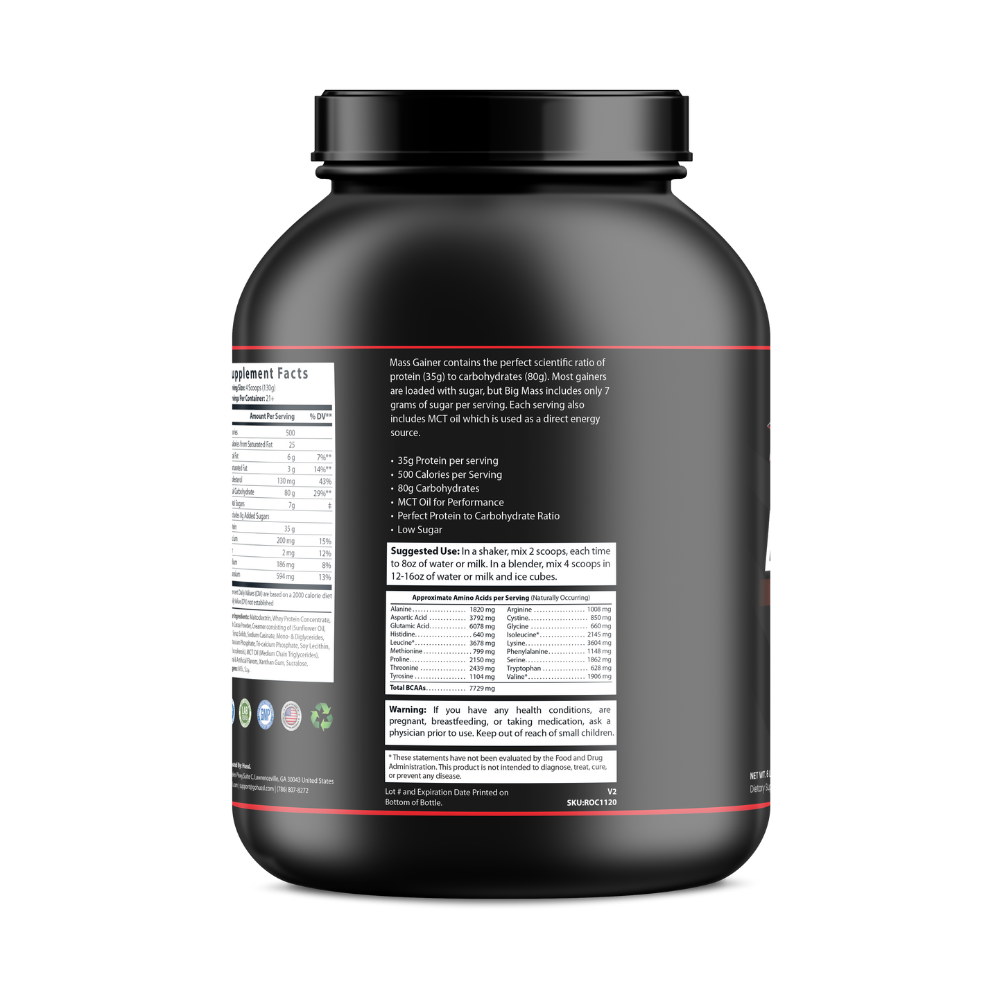 Whey Protein Bulk Up! Mass Gainer Chocolate Milkshake w/Low Sugar